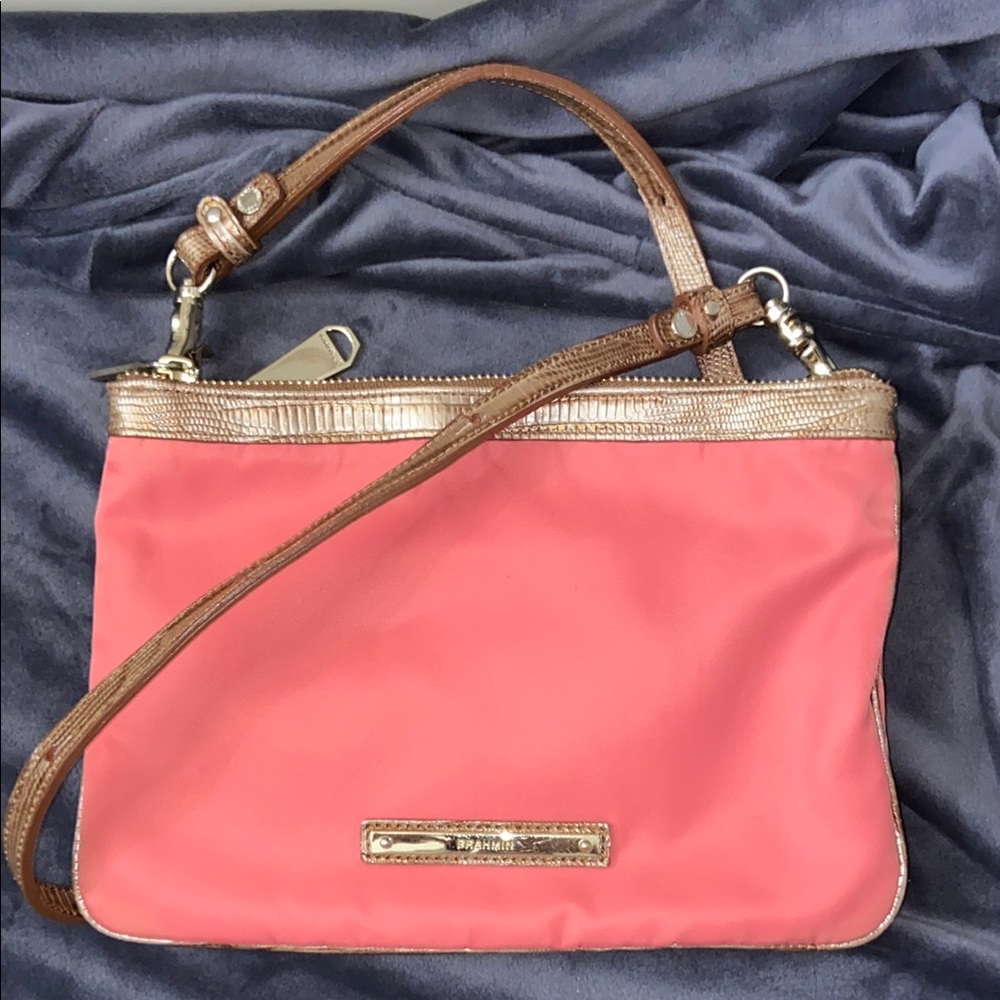 Brahmin Coral and Gold Cross Body Women's Bag